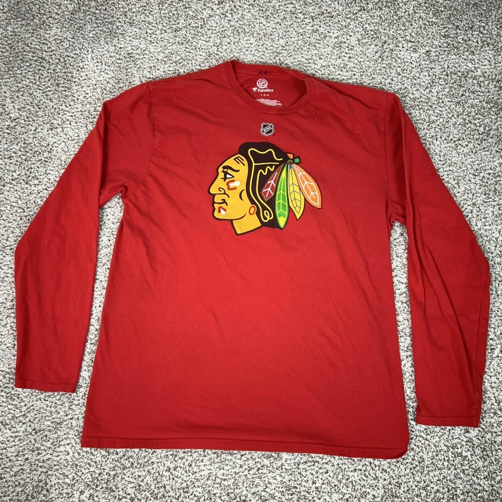 Chicago Blackhawks Shirt Mens Large Red NHL‎ Hockey Patrick Kane 88 Long Sleeve